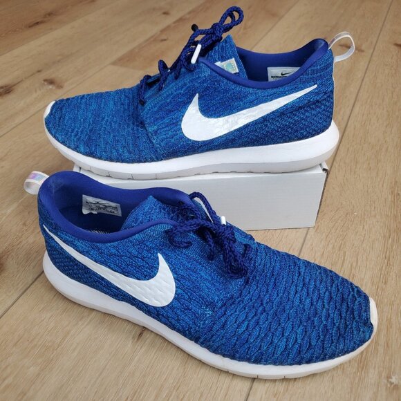 Nike Roshe NM Flyknit QS Shoes Size 11 Mens Sneakers Blue READ NO INSERT 842958 - Picture 1 of 8